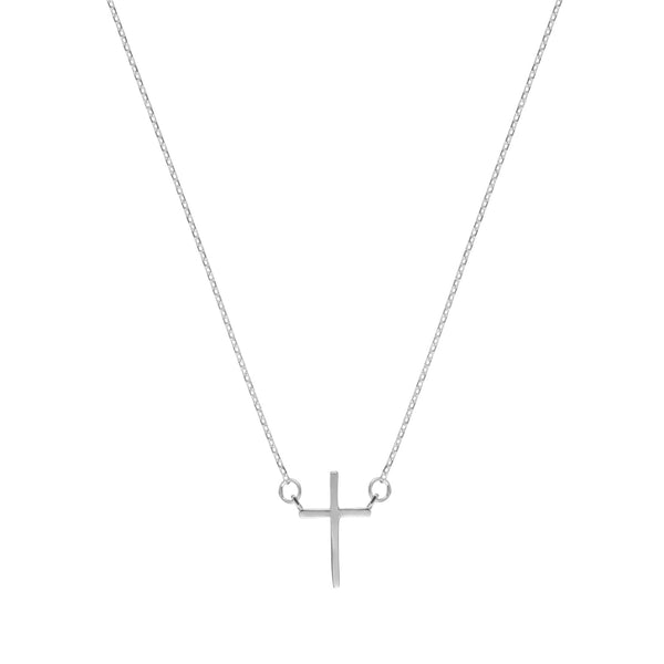 Sterling Silver Classic Cross Pendant Necklace - Thin Cable Chain