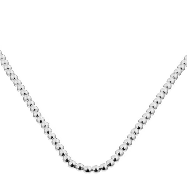 Sterling Silver 3mm Plain Ball Chain Bead Beaded Necklace 20.5'