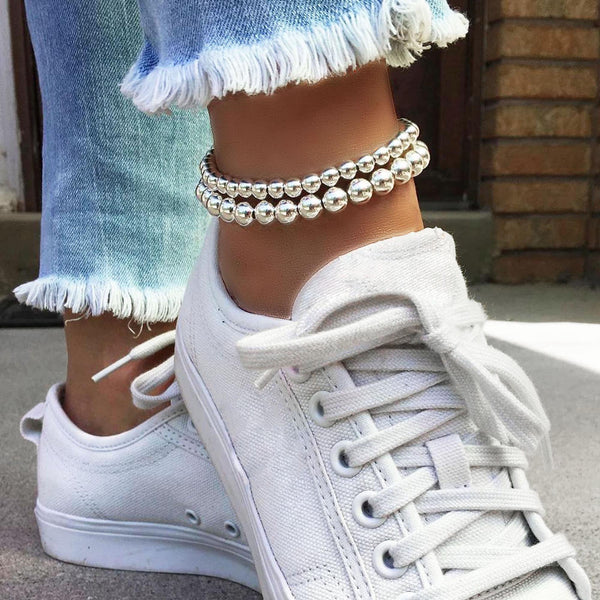 Sterling Silver Stretch Anklet (6mm, 8mm), Sterling Silver Anklet, Ankle Bracelet, Anklet
