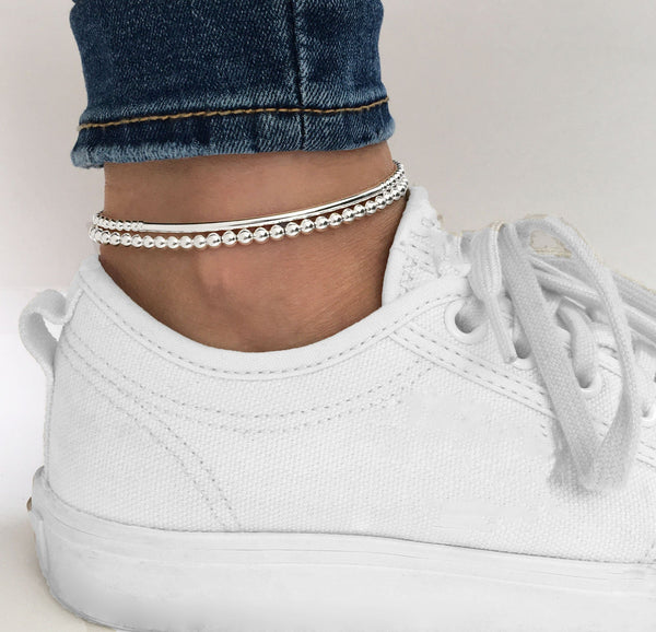 Sterling Silver Stretch Tube Anklet, Sterling Silver Anklet, Ankle Bracelet, Anklet